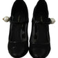 Black Embellished Harlequin Mary Janes Pumps Shoes