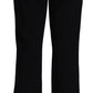 Black Wool Stretch Cropped Capri Trouser Pants