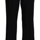 Black Wool Stretch Cropped Capri Trouser Pants