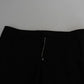 Black Wool Stretch Cropped Capri Trouser Pants