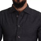 Black Gray Checkered Long Sleeves Collared Casual Shirt