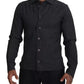 Black Gray Checkered Long Sleeves Collared Casual Shirt