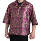 Fuchsia Pink Floral Jacquard Button Down Shirt