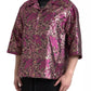 Fuchsia Pink Floral Jacquard Button Down Shirt