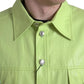 Green Cotton Collared Casual Button Down Shirt