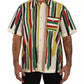 Multicolor Striped Short Sleeve Cotton Shirt