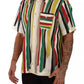 Multicolor Striped Short Sleeve Cotton Shirt