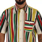 Multicolor Striped Short Sleeve Cotton Shirt