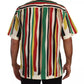 Multicolor Striped Short Sleeve Cotton Shirt