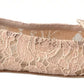 Beige Floral Lace Loafers Flats Shoes