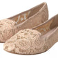 Beige Floral Lace Loafers Flats Shoes