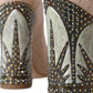 Beige Leather Mary Janes Embellished Shoes