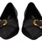 Black Devotion Leather Pointy Flats Shoes