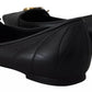 Black Devotion Leather Pointy Flats Shoes