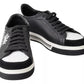 Black Leather Crown Milano Sneakers Casual Shoes