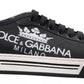 Black Leather Crown Milano Sneakers Casual Shoes