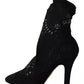 Black Stretch Pumps Boots Floral Lace Shoes