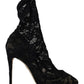 Black Stretch Socks Taormina Lace Boots Shoes