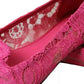 Pink Taormina Lace Slip On Flats Shoes