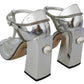 Silver Crystals T-strap Sandals Leather Shoes