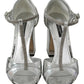 Silver Crystals T-strap Sandals Leather Shoes