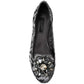 Gray Black Lace Crystal Ballet Loafers Shoes