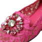 Pink Lace Crystal Ballet Loafers Shoes