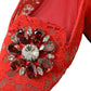 Red Lace Crystal Ballet Loafers Shoes