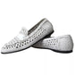 White Woven Leather Men Slip On Loafers Shoes