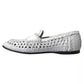 White Woven Leather Men Slip On Loafers Shoes