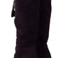 Purple Suede Leather Studded High Boots Shoes