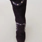 Purple Suede Leather Studded High Boots Shoes