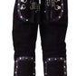 Purple Suede Leather Studded High Boots Shoes