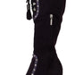 Purple Suede Leather Studded High Boots Shoes