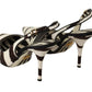 Black White Zebra Leather Heels Slingback Shoes