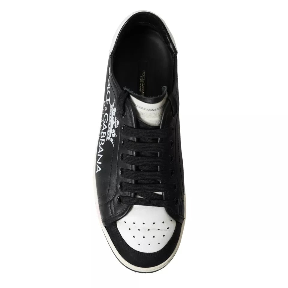 Black Leather Crown Milano Men Sneakers Shoes