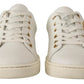White Leather Gold Red Heart Sneakers Shoes