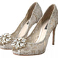 White Taormina Lace Crystal Heels Pumps Shoes