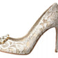 White Taormina Lace Crystal Heels Pumps Shoes