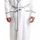 White Linen Belted Robe DG Logo Sleepwear