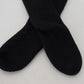 Black Wool Knit Calf Long Women Accessory Socks