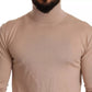 Beige Cashmere Turtleneck Pullover Sweater