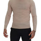 Beige Virgin Wool Crew Neck Pullover Sweater