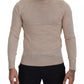 Beige Virgin Wool Crew Neck Pullover Sweater