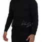 Black Polyester Crewneck Men Pullover Sweater