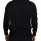 Black Polyester Crewneck Men Pullover Sweater