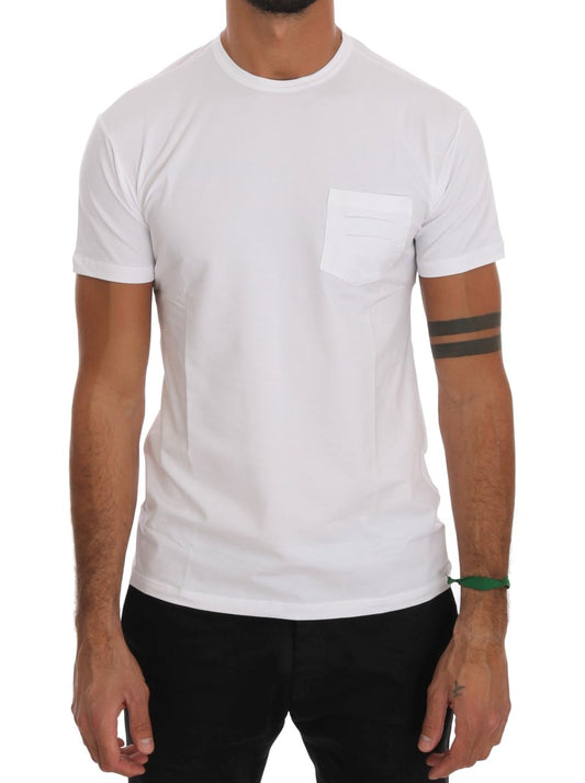 Elegant White Crew-Neck Cotton T-Shirt