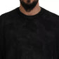 Black Polyester Crewneck Pullover Sweater