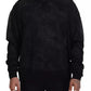 Black Polyester Crewneck Pullover Sweater