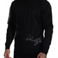 Black Polyester Logo Men Pullover Sweater